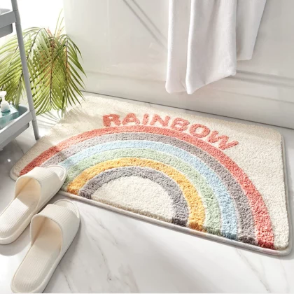 Soft Non-Slip Bathroom Carpet Rainbow Print Doorway