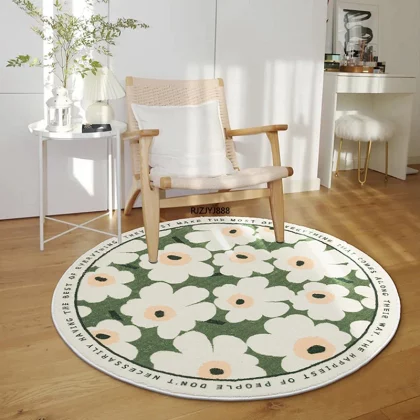 Nordic Round Carpet Living Room Flower Rug