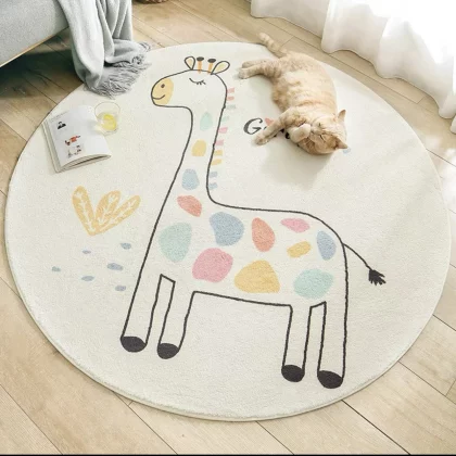 Nordic Round Carpets Giraffe Thick Mat Rugs 80cm