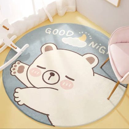 Nordic Round Carpets Bear Thick Mat Rugs 80cm